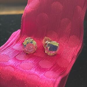 NWOT 925 Sterling Silver Round Aurora Borealis AB Earrings Studs